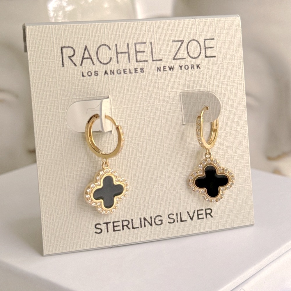 Last 2! Rachel Zoe Clover Earrings Cubic Zirconia Sterling Silver
